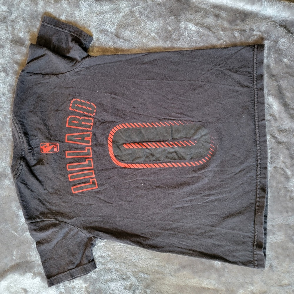 Damian Lillard Adidas T-Shirt Kids Size 8 Black Excellent Portland Trail Blazers